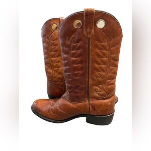 Vintage Men's Leather Brown Camel Cowboy Western Boots Size 10.5 D Pull Holes